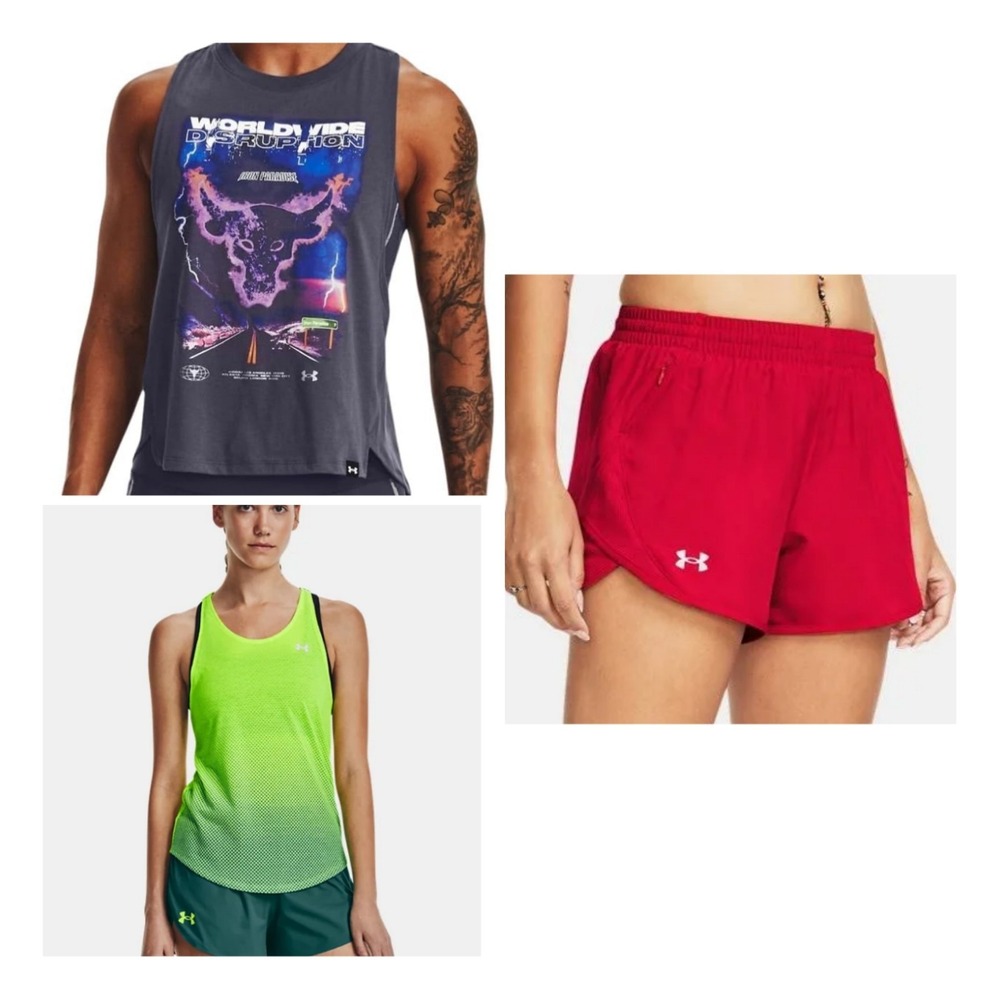 NWT Women's Lot Of 3 Under Armour Tank Top Shorts, Iron Paradise Sz XS, S Small